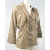 Debenhams size 18 light brown spotted cotton blouse Debenhams Collection - Size: 18 - Brown - Long sleeved shirt