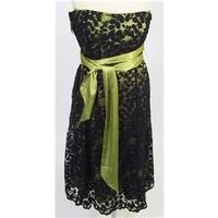 Debut Green Strapless Dress with Black Floral Lace Size 14