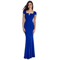 Deep Neckline Short Sleeved Maxi Dress - Royalblue