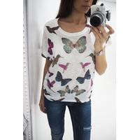 Demy butterfly print crystal tee