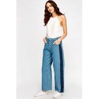 denim contrast wide leg jeans