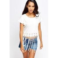 detailed hem tassel crop top