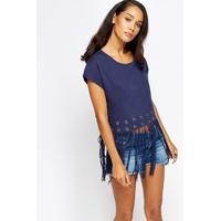 detailed hem tassel crop top