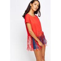 detailed hem tassel crop top