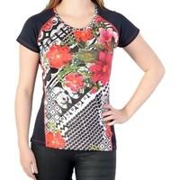 desigual t shirt 60t2sb1 1000 noir womens t shirt in black