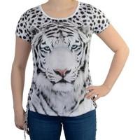 desigual t shirt laces blanco womens t shirt in white