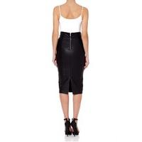 DELPHI - Black leatherette pencil skirt with seaming details