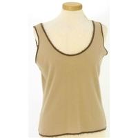 Denockdesign Size M Cashmere Camel with a Mocha Trim Vest top