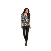 Definitions Print 34 Sleeve Drape Back Top