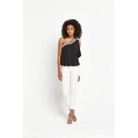 definitions jersey embellished one shoulder top