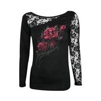 Death Rose Lace Shoulder Top - Size: L