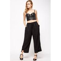 detailed hem wide leg trousers