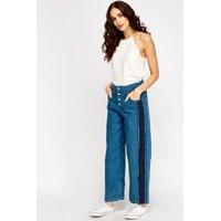 denim contrast wide leg jeans