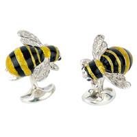 Deakin & Francis Cufflinks Sterling Silver Bumble Bee With Sapphire Eyes