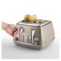 Delonghi CTOE4003 BG Icona Elements 4 Slice Toaster in Beige Extra Lif