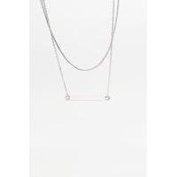 Delicate ID Bar Necklace 2-Pack, SILVER