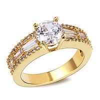 Design Women Luxury 18K Gold Plated Rings AAA Cubic Zircon Bridal Wedding Ring Environmental Friendly Material Lead FreeImitation Diamond Birthstone