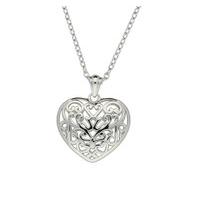 Detailed Heart Necklace Sterling Silver