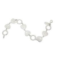 Detailed Heart Link Bracelet Silver