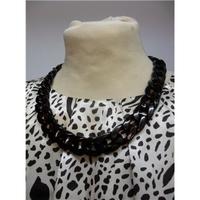 Deep Brown Chunky Linked Necklace - Size: Medium - Brown - Necklace