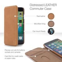 Distressed Leather Folio Case with Card Slot for iPhone 7  Tan
