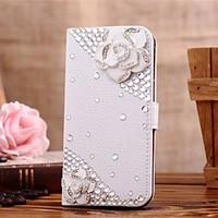 Diamond Camellia PU Leather Full Body Case with Stand and Card Slot for SAMSUNG GALAXY S4 I9500