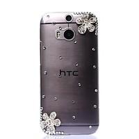 DIY Two Magnificent Flowers with Rhinestone Pattern Plastic Hard Case for HTC M8