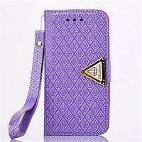 diamond design leather flip stand wallet wrist strap rope cover case f ...