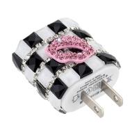 DIY Rhinestone Original Adaptive Charger USB Travel Wall Adapter 5V 1A with Micro USB Data Cable for iPhone 6 6 Plus 6S 6S Plus Samsung HTC Huawei