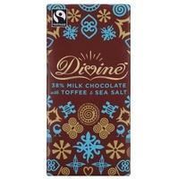 divine chocolate fair trade milk chocolate with toffee sea salt 100g