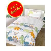 Dinosaurs Natural 4 in 1 Junior Bedding Bundle (Duvet + Pillow + Covers)