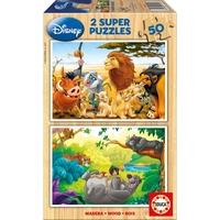 Disney Animal Friends 2 Super Lion King & Jungle Book 50 Pieces Wooden Jigsaw Puzzles