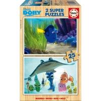 Disney Finding Dory 2 Super Dory & Where\'s Dory 25 Piece Wooden Jigsaw Puzzles