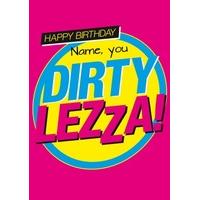 dirty lezza personalised birthday card