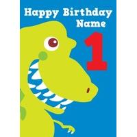 dinosaur 1st first birthday card