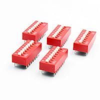 DIY 8-Position 16-Pin 2.54mm Pitch Dip Switches (5-Piece Pack)