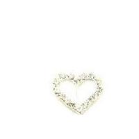 diamante heart buckle 29mm x 25mm silver