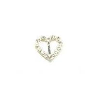 Diamante Heart Buckle 15mm Silver