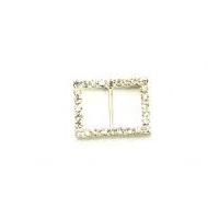 Diamante Rectangle Buckle 20mm x 15mm Silver