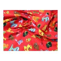 Dinosaur Print Polycotton Dress Fabric Red