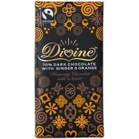 divine 70 dark chocolate with orange ginger 100g