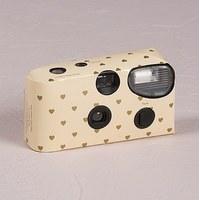 disposable camera ivory and gold hearts design