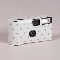 disposable camera white and silver hearts design