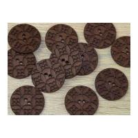 Dill Round 2 Hole Carved Pattern Buttons Brown