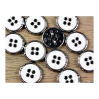 Dill Round 4 Hole Metal Jacket & Coat Buttons White