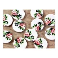 Dill Round Vintage Syle Floral Print 2 Hole Buttons