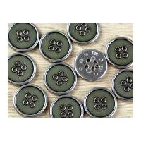 Dill Round 4 Hole Metal Jacket & Coat Buttons Khaki Green