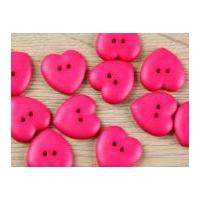 dill heart shape 2 hole plastic buttons cerise pink