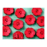 Dill Flower Shape 2 Hole Plastic Buttons Bright Red