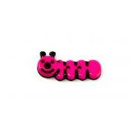 Dill Caterpillar Shape Childrens Buttons 30mm Black & Pink